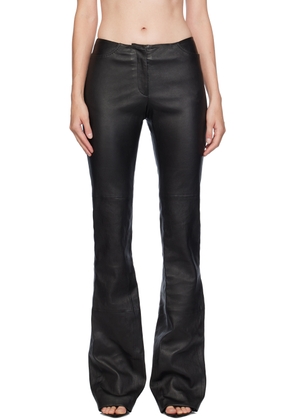 GCDS Black Multi Zip Skinny Leather Pants