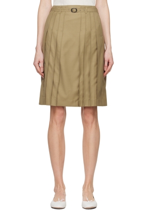 Youth Beige Pleated Midi Skirt