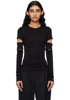 Helmut Lang Black Slashed Long-Sleeved T-shirt