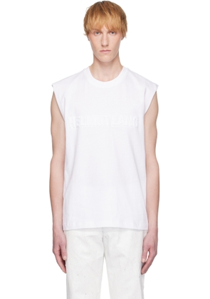 Helmut Lang White Embossed Logo Tank Top