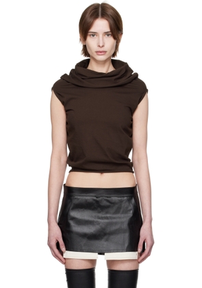 Rick Owens Brown Hollywood Jersey Shroud Top