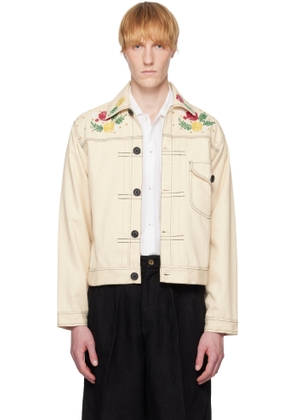 HARAGO Beige Beadwork Cropped Jacket