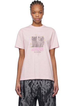 GANNI Pink Basic Jersey Leopard Relaxed T-shirt