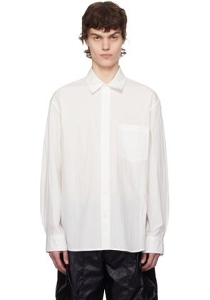 Solid Homme White Embroidered-Logo Shirt