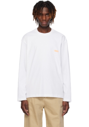 Solid Homme White Crack Back Logo Long Sleeve T-shirt
