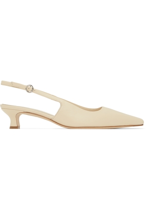 Aeyde Off-White Catrina Leather Slingback Heels