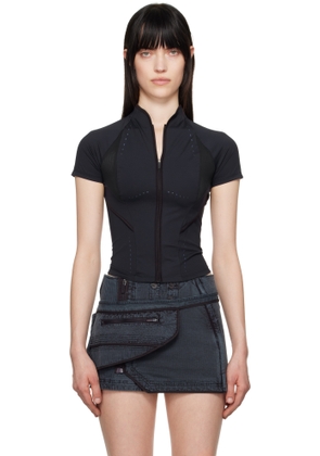 HYEIN SEO Navy Slashed Zip T-shirt