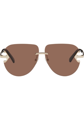 Off-White Gold & Brown Alexandria Sunglasses