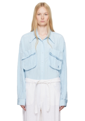 OPEN YY Blue Crinkled Pocket Shirt