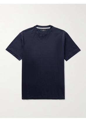 Mr P. - Silk and Cotton-Blend T-Shirt - Men - Blue - XS