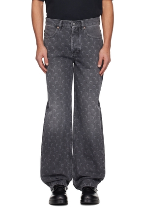 Marine Serre Gray Moon Laser Baggy Jeans