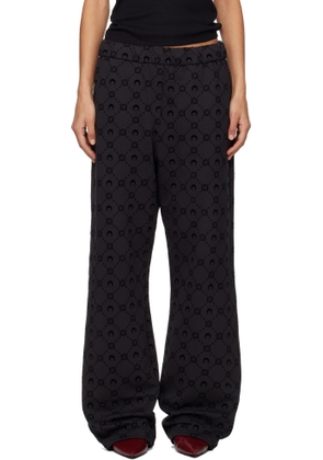 Marine Serre Black Moonogram Flocked Fleece Sweatpants