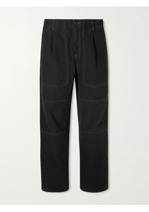Folk - Assembly Straight-Leg Pleated Cotton-Blend Trousers - Men - Black - UK/US 28
