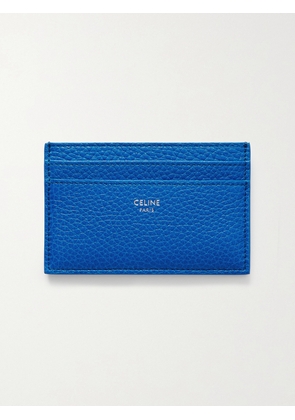 CELINE - Logo-Print Full-Grain Leather Cardholder - Men - Blue