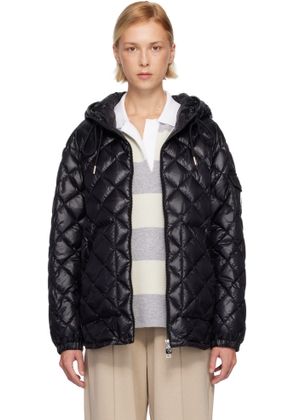 Moncler Black Diamond-Quilted Hooded Short Down Jacket