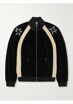 Valentino Garavani - Beaded Crystal-Embellished Cotton-Blend Velour Track Jacket - Men - Black - S