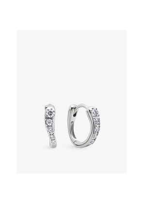 Womens Monica Vinader Riva 18ct Yellow Gold-Plated Vermeil Sterling-Silver and 0.14ct Lab-Grown Diamond Hoop Earrings