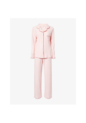 Womens The Nap Co Stretch Scallop Long-Sleeve Modal-Jersey Pyjama Set