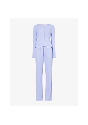 Womens The Nap Co Pointelle Long-Sleeve Cotton-Jersey Pyjama Set