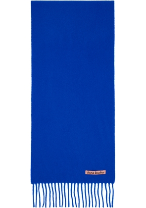 Acne Studios Navy Skinny Fringe Wool Scarf