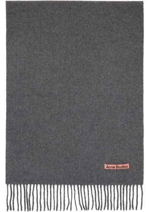 Acne Studios Gray Narrow Fringe Wool Scarf
