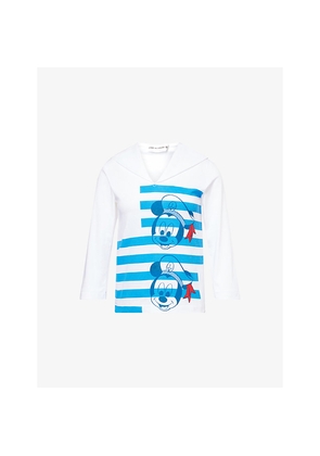 Womens Comme Des Garcons Comme Des Garçons x Disney Mickey Mouse Sailor-Collar Cotton-Jersey Top