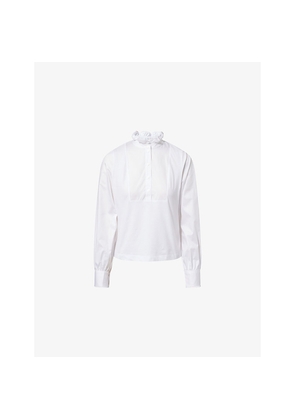 Womens Me And Em Frill-Neck Layering Cotton-Jersey Blouse