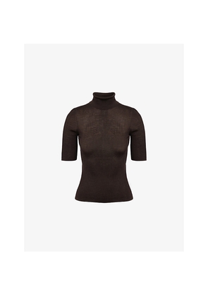 Womens Me And Em Roll-Neck Short-Sleeves Wool Jumper