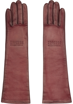 MM6 Maison Margiela Burgundy Agnelle Edition Mid-Length Leather Gloves