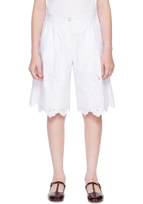 Dolce & Gabbana Kids White Broderie Anglaise Shorts