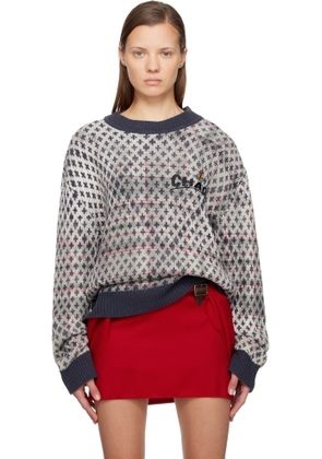 Vivienne Westwood Off-White & Navy Distressed Tartan Sweater
