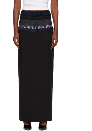 Edward Cuming Black Stacked Tailored Midi Skirt