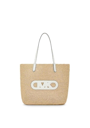 Michael Kors Eliza Extra-Large Empire Logo Straw Tote Bag