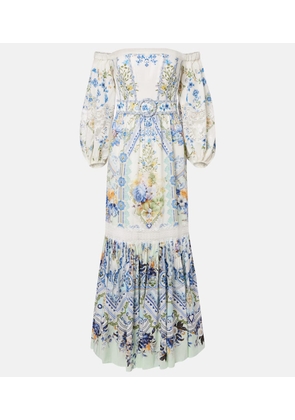 Camilla Floral off-shoulder linen and silk maxi dress
