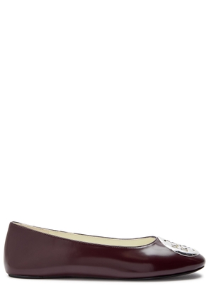 Tory Burch Reva Glossed Leather Ballet Flats - Burgundy - 38 (IT38/ UK5)