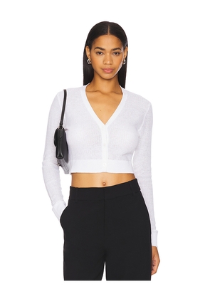 Enza Costa Cropped V Neck Cardigan in White. Size L. Also in XL.