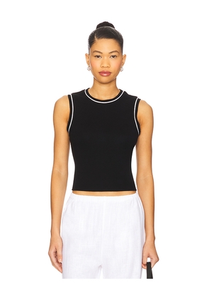 DONNI. Baby Rib Contrast Tank Top in Black. Size XS. Also in S.
