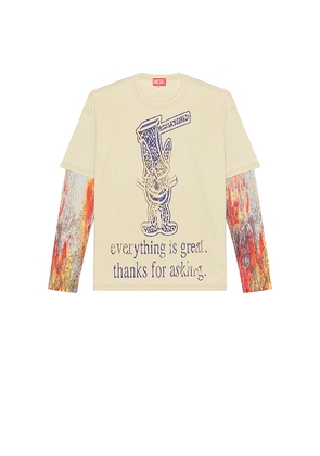 Diesel T-Boxt Long Sleeve Tee in Cream. Size S. Also in M, XL/1X.