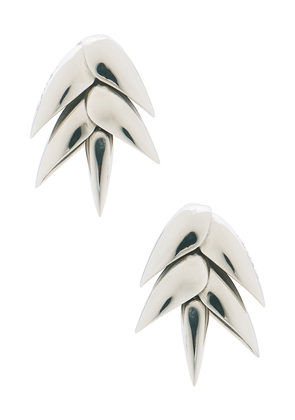 Bevza Xs Spikelet Earrings in Metallic Silver.