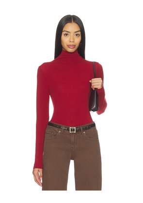 Bobi Mock Turtleneck Tee in Red. Size S. Also in L, M, XS.