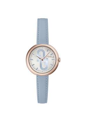 Furla Blue Leather Dress Watch
