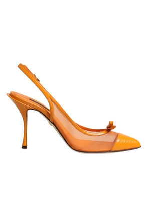 Dolce & Gabbana Orange Leather Mesh Heels Slingback  Shoes - EU35.5/US5