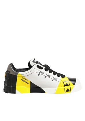 Dolce & Gabbana Multicolor Leather Graffiti Low Top Sneakers Shoes - EU44/US11