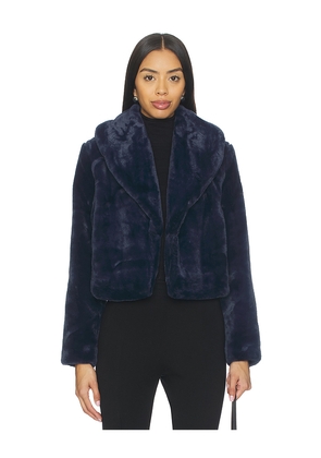BLANKNYC Cropped Faux Fur Coat in Navy. Size S. Also in L, M, XS.
