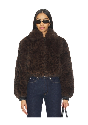 BLANKNYC Cropped Faux Fur Coat in Brown. Size S. Also in L, M, XS.