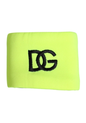 Dolce & Gabbana Yellow Green Silk DG Logo Men Wristband