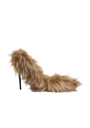 Dolce & Gabbana Brown Fur Leather High Heels Pumps Shoes - EU39/US8.5