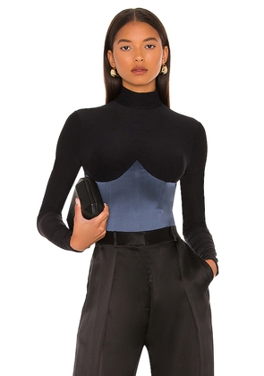 fleur du mal Mock Neck Long Sleeve Bodysuit in Black. Size XS. Also in L, M.