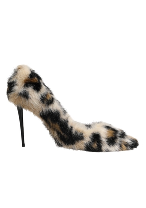 Dolce & Gabbana Brown Fur Leopard High Heels Pumps Shoes - EU39/US8.5