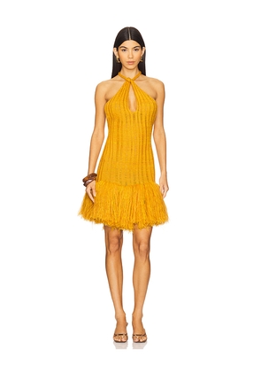 George Trochopoulos Laddered Fringe Mini in Mustard. Size S. Also in L, M.